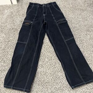 Black BDG jeans with white detailing